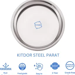 Stainless Steel Atta Parat for Dough- 29 cms (Size 13), 22 Guage | Parat Plate Paraat-image-44