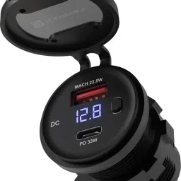 Spark Phone Charger for Scooters & Motorcycles, 33W Type C, 22.5W USB 3 A Bike Mobile Charger-12