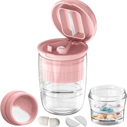 As per pill priod Pill Box with Tablet Cutter and Grinder Travel Pill Cutter with Drinking Cup Pill Box-30
