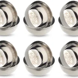 Stainless Steel Serving Bowl Stainless Steel Laser Print Heavy Gauge Bowl set / Wati set with Mirror Finish( 12 Pieces, Diameter: 10 cm)-image-8
