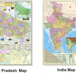 (Pack of 2 Map) UTTAR PRADESH POLITICAL STATE MAP and INDIA POLITICAL MAP. Both Map Size : 100x70 Centimeter (40"x28" inch). With Important Fact and Figure. Ideal Map For Aspirant of UPSC , PCS , SSC , RAILWAY Exam and Other Competitive Exam Paper Print-image-9
