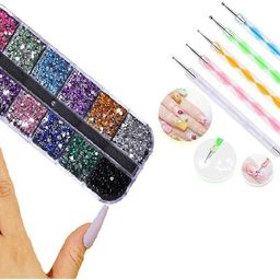 miss hot 5 Nail Dotting Pen, Nail Rhinestones 12 Grids Nail Art Rhinestones-picture-0