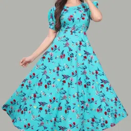 Crepe Stitched Flared/A-line Gown-image-75