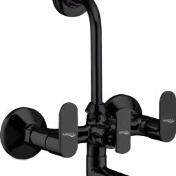 Luxury Series Matte Black Finish PVD Coated Brass Wall Mixer With L Bend For Bathroom and Kitchen Mixer Faucet-picture-12