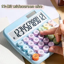 zoxito Colorful Candy Calculator, Mechanical Calculator Cute 12 Digit Large LCD Display Big Round Button, Great Basic Office School, Business, Work Basic Calculator image 3