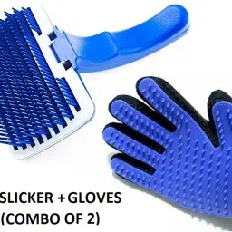 Best Quality (Combo Of 2) Imported High Quality Slicker + Gloves Grooming Kit For Pets Slicker Brushes forDog, Cat, Rabbit, Hamster, Dog & Cat-4