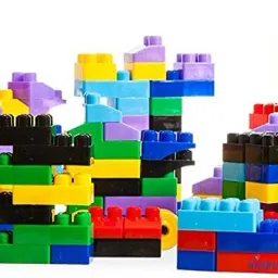 toys r us universe of imagination CreativeBuild: DIY Plastic Building Block for Kids -125+ Pieces with Pink Bag image 5