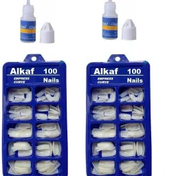 Reusable Arylic false 200 Nails With 2 Glue ( 100 Nails Per Pack ) White-23