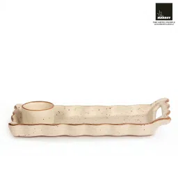 MAKREY Serving Platter Rectangle-Shape Wavy Edges 12” with Free Dip Tray Serving Set image 5