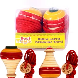 desi toys Spinning Tops PO2 & Gilli Danda Combo image 5