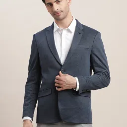 Men Self Design Single Breasted Casual Blazer-image-77