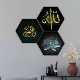 Set of 3 Hexagon Islamic Wall Decor UV Wall Paintings 17X17 INCH Digital Reprint 17 inch x 17 inch Painting-picture-24