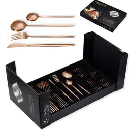 Stainless Steel Flatware Gift Set 24 Pieces Rose Gold Spoons Forks Cutlery Set Stainless Steel Cutlery Set-12