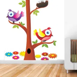print mantras Wall Stickers Beautiful Birds And Nest On A Tree-picture-43