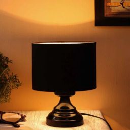 new era Basic Iron Night Lamp with Cotton Shade (Black & Black)-picture-4