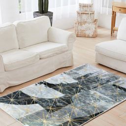 sapana carpet-mats Black Abstract Microfibre 4 ft X 6 ft Machine Made Carpet-picture-5