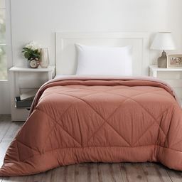 MASPAR Rust-Red Printed 210 GSM Single Bed Quilt-10
