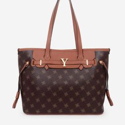 yelloe Iconic Logo Printed Brown Structured Shoulder Handbag-image-33