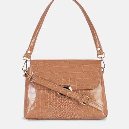 Bagsy Malone Beige Textured PU Structured Sling Bag-38