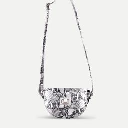 Belwaba Women Black Animal Printed Half Moon Sling Bag with Quilted-image-40