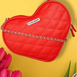 FLYING BERRY Red Textured PU Bowling Sling Bag with Quilted-1