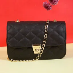 FARGO Black Quilted Sling Bag-image-13
