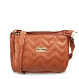 WALKWAY by Metro Tan Textured Structured Sling Bag image 1