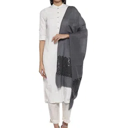Rhe-Ana Ethnic Motifs Embroidered Wool Dupatta With Sequinned-picture-26