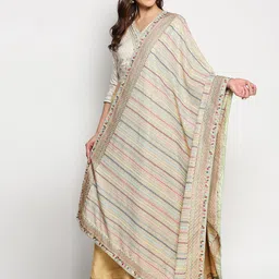 Dupatta Bazaar Green & Gold-Toned Embroidered Dupatta with Sequinned-35