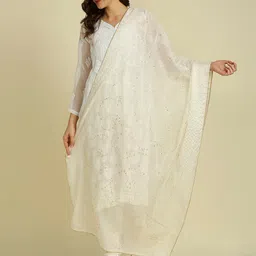 Dupatta Bazaar Sequins Embroidered Net Dupatta-image-9