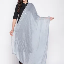 Clora Creation Striped Embroidered Chiffon Dupatta With Sequinned image 1