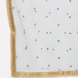 Clora Creation Green & Gold-Toned Embroidered Dupatta with Sequinned image 4