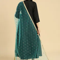Dupatta Bazaar Geometric Embroidered Sequinned Detailed Net Dupatta image 3