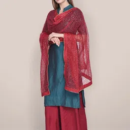 Dupatta Bazaar Embroidered Dupatta with Sequinned image 2