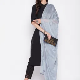Clora Creation Striped Embroidered Chiffon Dupatta With Sequinned image 5