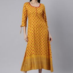 Souchii Ethnic Motifs Printed A-Line Liva Maxi Dress-image-18