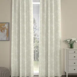 Off White Polyester Traditional 9ft Semisheer Eyelet (2 pc) Long Door Curtains by ROSARAHOME-picture-39