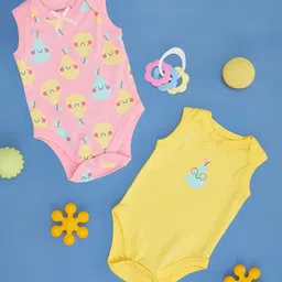 Pantaloons Baby Infant Girls Pack Of 2 Printed Cotton Bodysuit-11