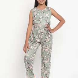 Stuffie Land Girls Green & Red Printed Basic Jumpsuit-image-90