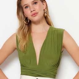 Trendyol Women V-Neck Bodysuit-image-82