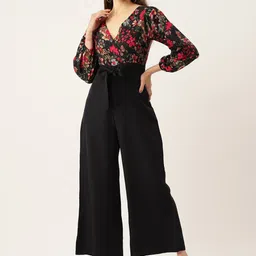 Sleek Italia Floral Printed V-Neck Basic Jumpsuit-23