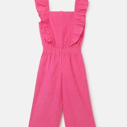 United Colors of Benetton Girls Square Neck Ruffled Cotton Basic Jumpsuit-image-29