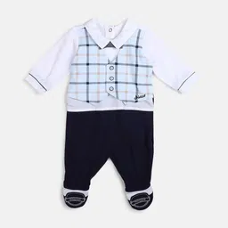 Chicco Infant Boys Checked Nappy Opening Body Suit-image-11