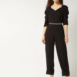 Zima Leto Sweetheart Neck Puffed Sleeves Embellished Basic Jumpsuit-picture-33