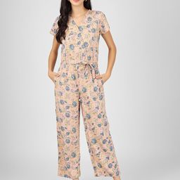 CELEBRAVO Floral Printed V-Neck Waist Tie Ups Basic Jumpsuit-picture-41