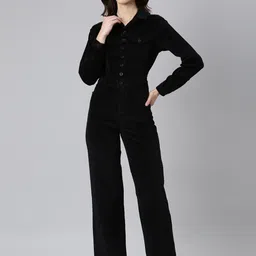 SHOWOFF Shirt Collar Cotton Basic Jumpsuit-picture-0