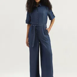 United Colors of Benetton Shirt Collar Waist Tie-Ups Culotte Jumpsuit-picture-13