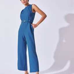 The Label Life Round Neck Belted Basic Jumpsuit-22