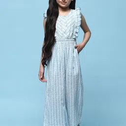 Biba Girls Printed Round Neck Sleeveless Cotton Basic Jumpsuit-image-79