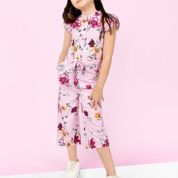 Naughty Ninos Girls Printed Mandarin Collar Capri Jumpsuit-image-29